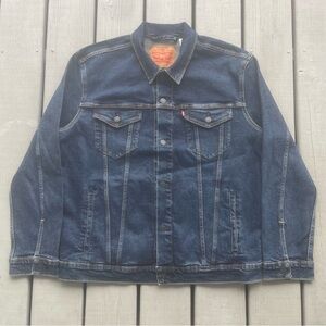 Levi’s Dark Blue Denim Jean Trucker Jacket Men’s XL Button Up Red Tab 72334-0322